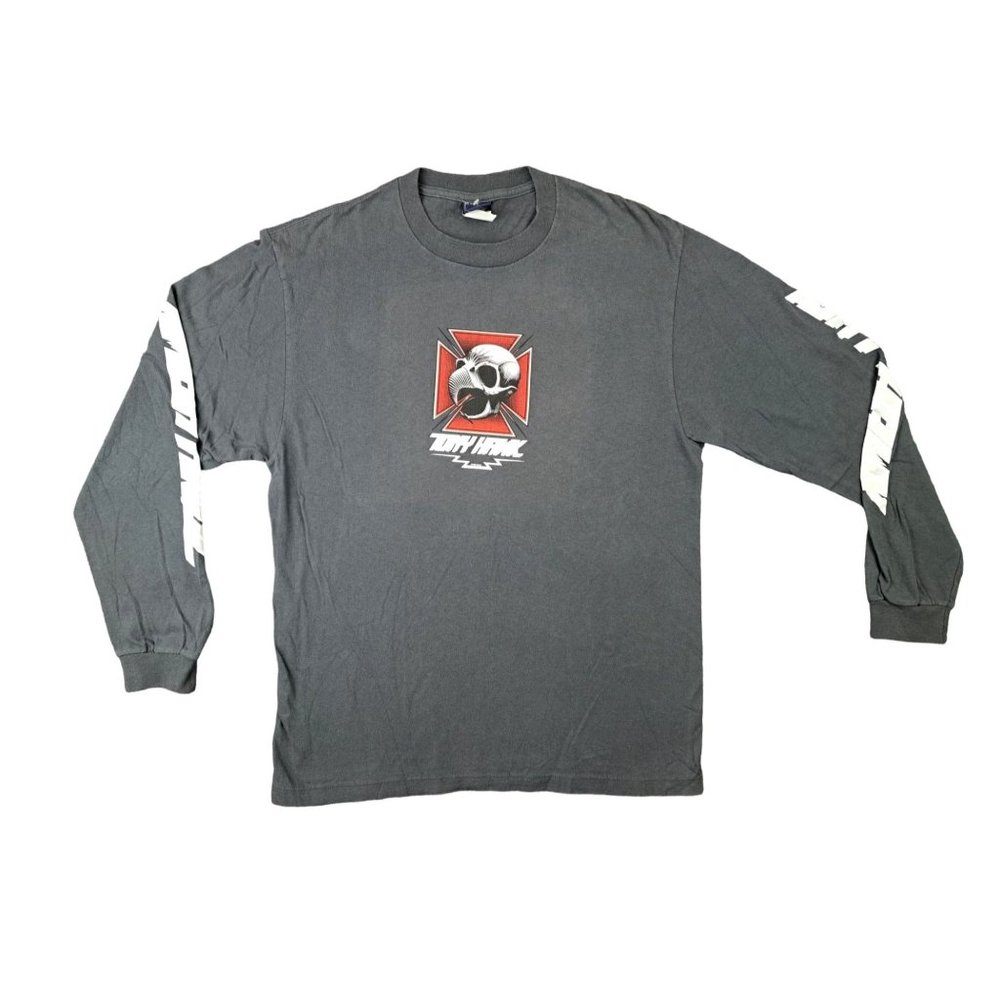 Vintage Tony Hawk T Shirt Medium 1983 Gray Skateboard Powell Peralta Dodo Skull